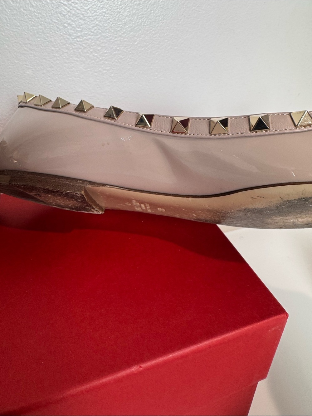 These Valentino Garavani Rockstud Pointed Toe Ballerina Flats nude size 8 - Picture 8 of 16
